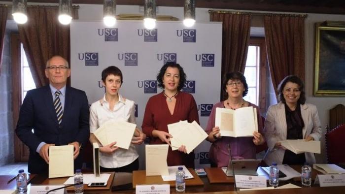 De esquerda a dereita, Juan Blanco, Bénédicte Vauthier, Almudena Hospido, Margarita Santos e Isabel Casal. Foto: Servimav-USC