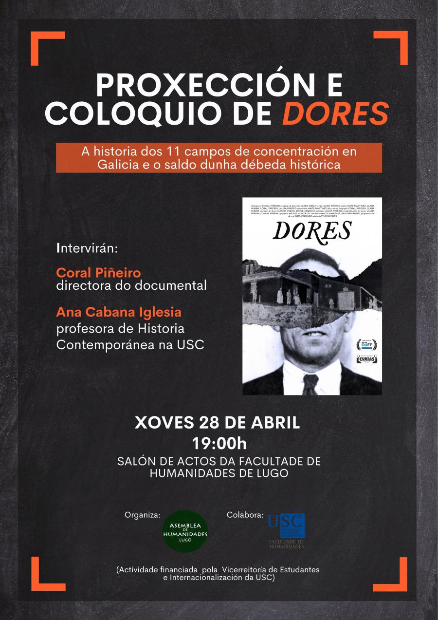 Proxección e coloquio de Dores Cartaz da proxección con carátula