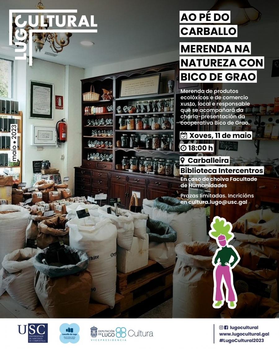 Cartel de Merenda na natureza con Bico de Grao Cartel de Merenda na natureza con Bico de Grao
