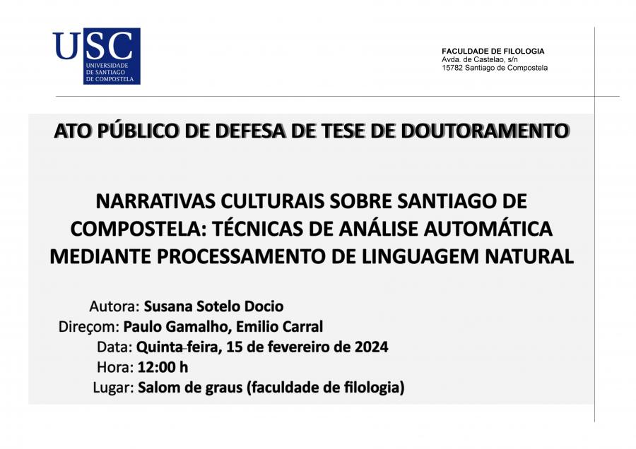 Defesa da tese de doutoramento de Susana Sotelo Docio Defesa da tese de doutoramento de Susana Sotelo Docio