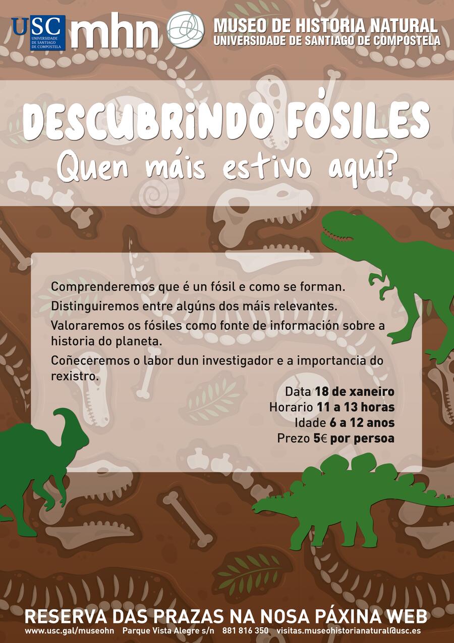 Cartel do obradoiro "Descubrindo fósiles" cartel