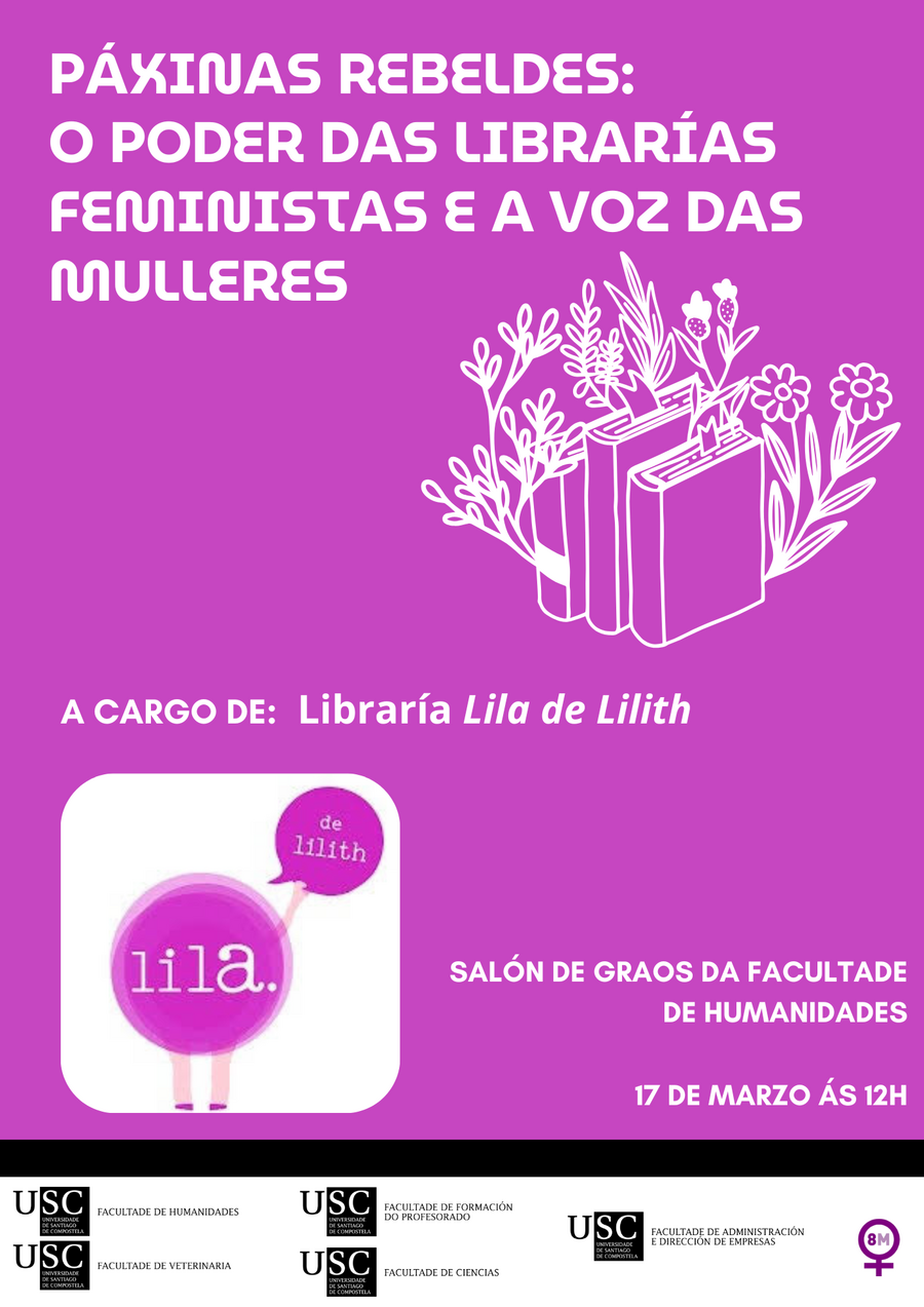 Charla 8M con Lila de Lilith Cartaz coa descrición da charla polo 8M