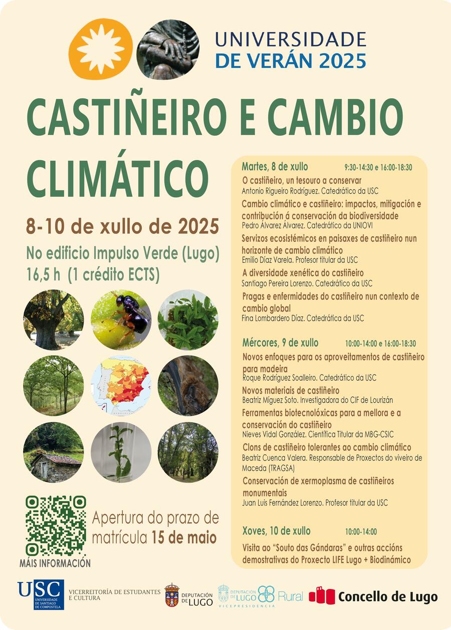 Castiñeiro e cambio climático Universidade de Veran 2025. Edificio Impulso Verde 8 a 10 de xullo de 2025