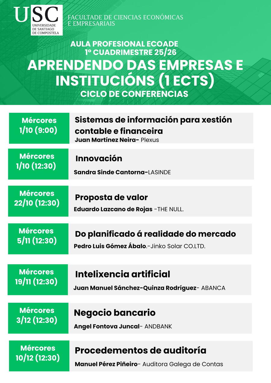 cartaz ciclo de conferencias cartaz Aula Profesional ECOADE