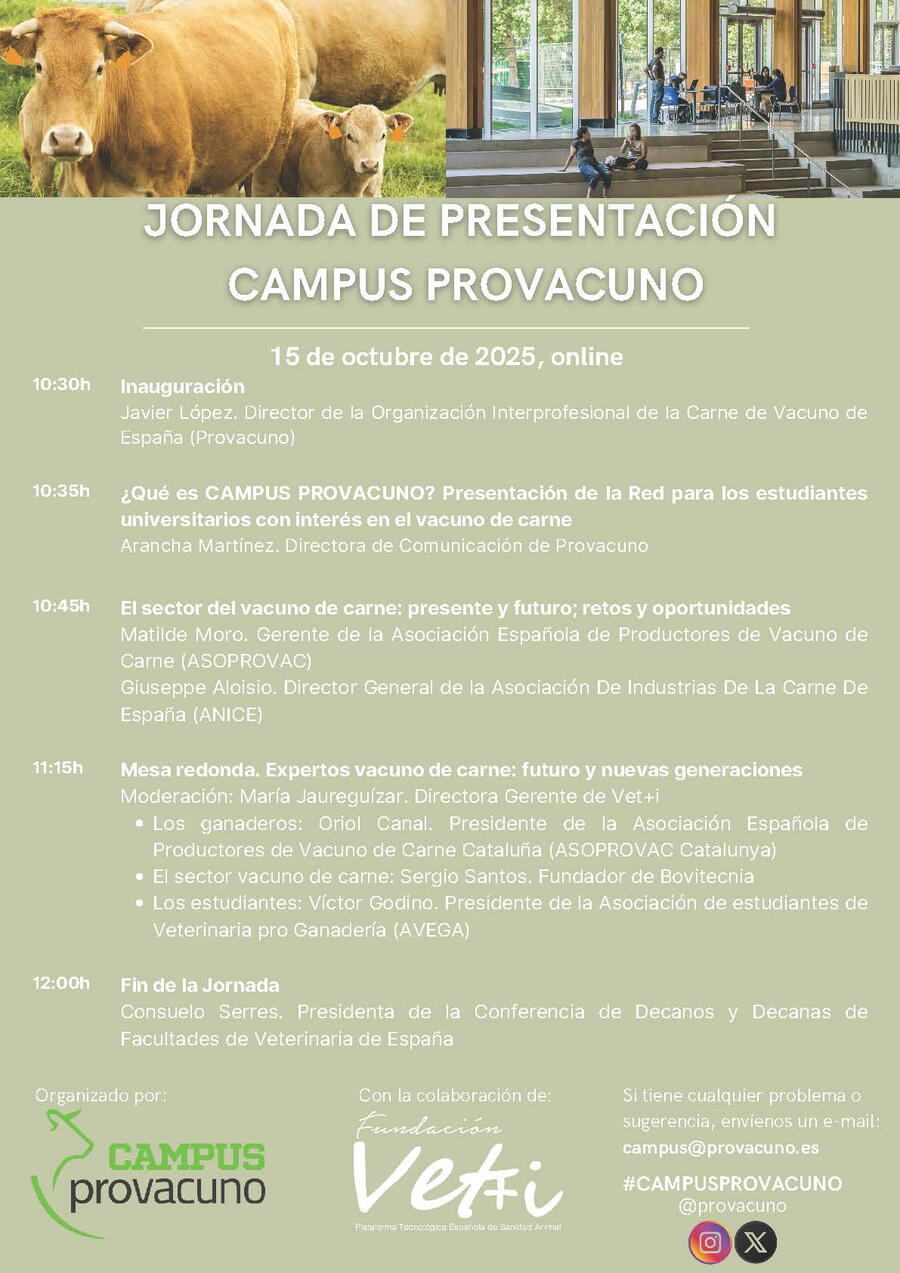 Presentación Campus Provacuno Jornada de Presentación Campus Provacuno, 15 de octubre de 2025, 10.30 horas, Microsoft Teams