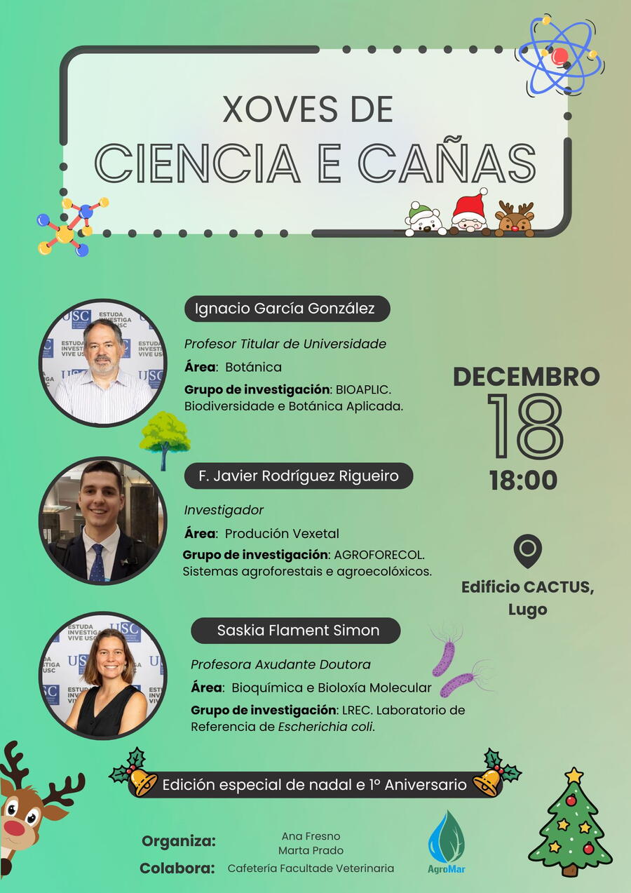 Jueves de Ciencia y Cañas, 18 de diciembre de 2025, 18.00 horas, Edificio Cactus, Lugo