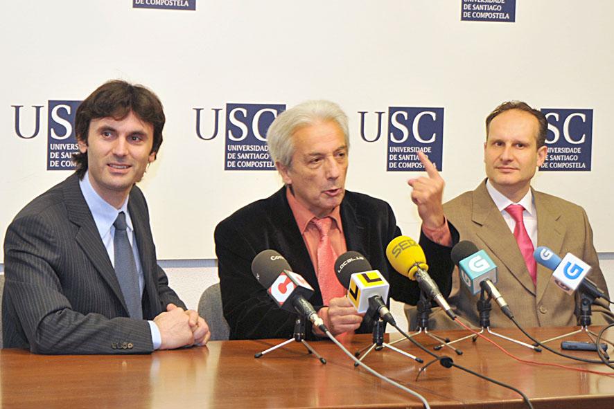 Jorge Mira, Albert Fert y José María de Teresa en la rueda de prensa