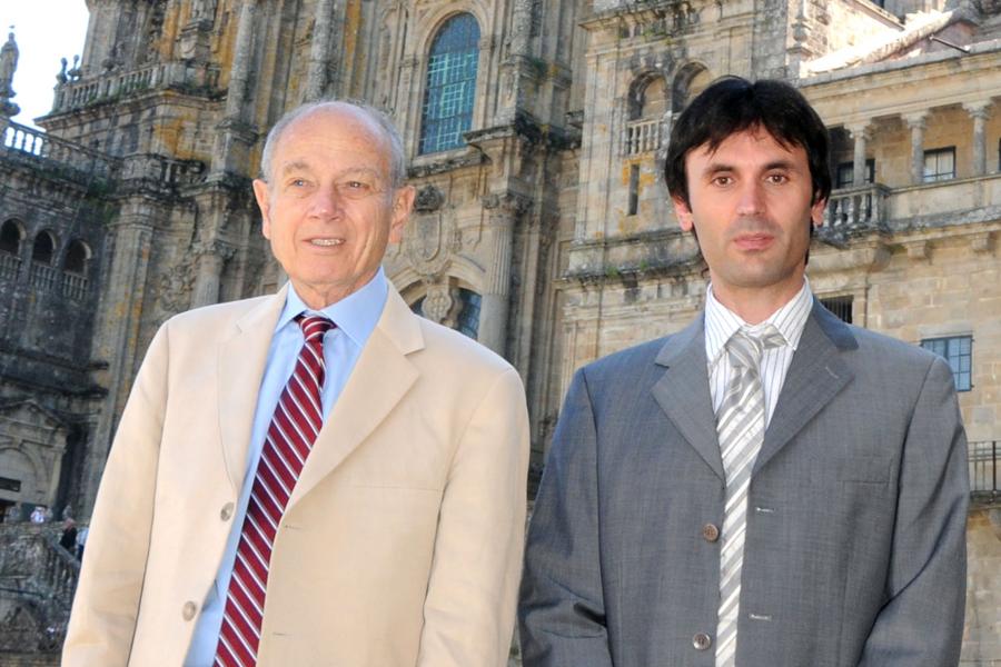 James Watson Cronin e Jorge Mira na Praza do Obradoiro