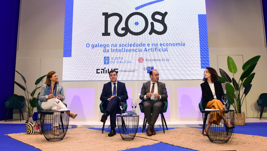 Cristina Gallach, Román Rodríguez, Antonio López e María Bobillo na presentación do proxecto