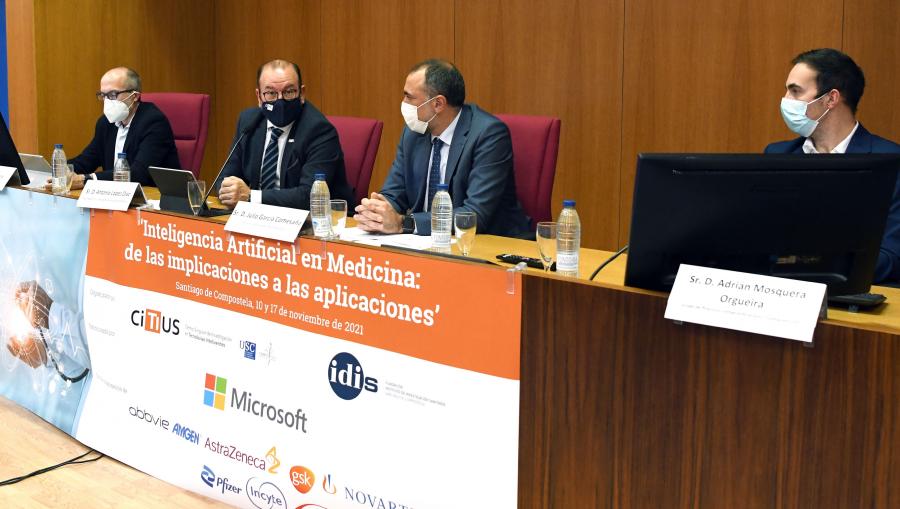 O reitor inaugurou a xornada. FOTO: Santi Alvite 'Intelixencia Artificial en Medicina: das Implicacións ás Aplicacións'