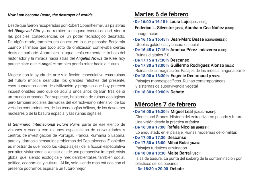 Programa do seminario Programa do seminario