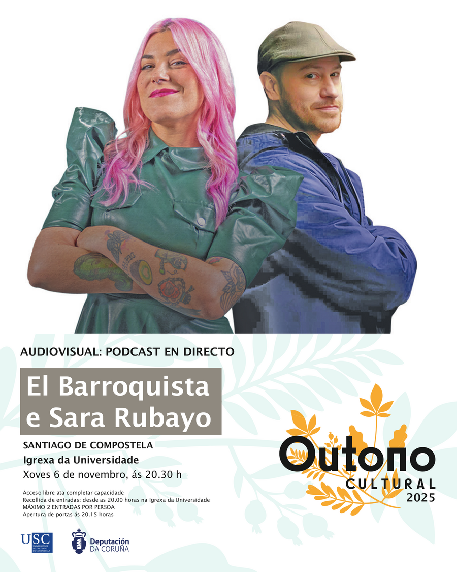 Cartel da gravación do podcast en directo de El Barroquista e Sara Rubayo