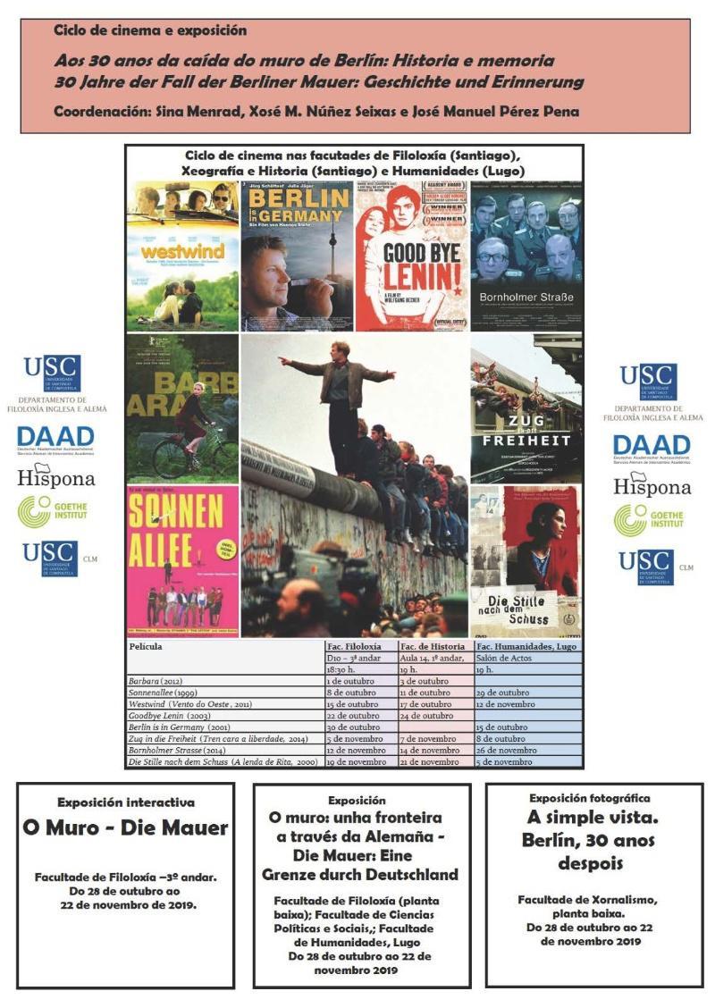 O grupo de investigación Hispona da USC impulsa un ciclo de cinema para conmemorar a caída do Muro de Berlín