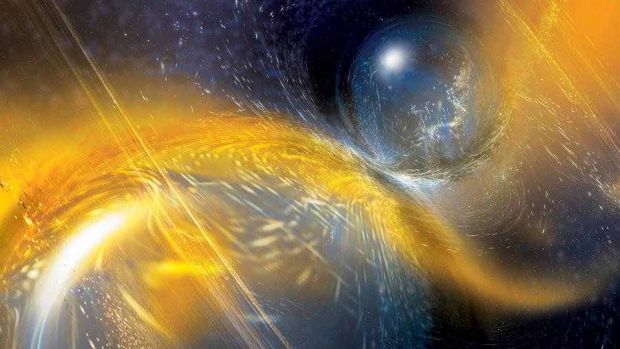 Ilustración de dúas estrelas de neutróns en colisión FOTO: National Science Foundation / LIGO / Sonoma State University / A. Simonnet Ilustración de dúas estrelas de neutróns en colisión FOTO: National Science Foundation / LIGO / Sonoma State University / A. Simonnet