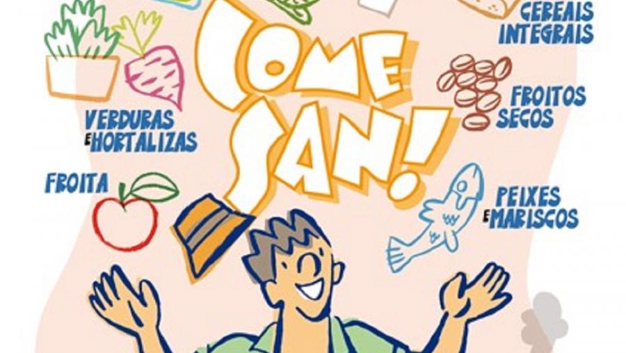 Detalle da imaxe dunha campaña educativa para a mellora da dieta realizada pola Cátedra de Vida Saudable da USC Detalle da imaxe dunha campaña educativa para a mellora da dieta realizada pola Cátedra de Vida Saudable da USC