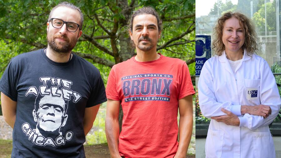 De esquerda a dereita, Yassid Ayyad e Pablo Cabanelas, promotores de Neutron Insights, e Mabel Loza, quen lidera o grupo BioFarma. FOTO: Santi Alvite De esquerda a dereita, Yassid Ayyad e Pablo Cabanelas, promotores de Neutron Insights, e Mabel Loza, quen lidera o grupo BioFarma. FOTO: Santi Alvite