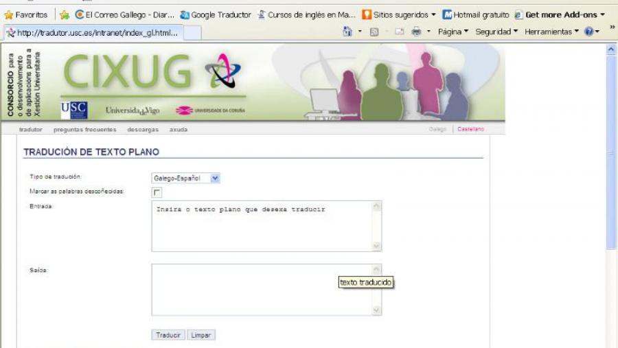 A ferramenta foi personalizada para a Universidade de Santiago A ferramenta foi personalizada para a Universidade de Santiago