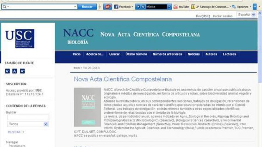 A revista Nova Acta Científica Compostelana (NACC) estrea nova andaina dixital con importantes novidades A revista Nova Acta Científica Compostelana (NACC) estrea nova andaina dixital con importantes novidades