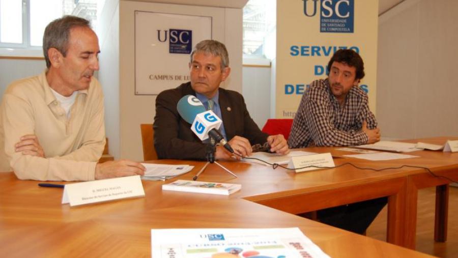 De esquerda a dereita, Miguel Magán, Pedro García Herradón, e Jesús Castro, na presentación da oferta deportiva da USC no campus de Lugo De esquerda a dereita, Miguel Magán, Pedro García Herradón, e Jesús Castro, na presentación da oferta deportiva da USC no campus de Lugo