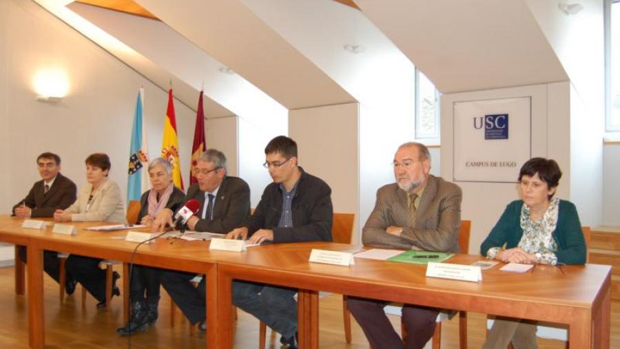 Villanueva, González Rey, Basadre, García Herradón, Outeiro, Santos Yanguas e Dolores Dopico, na presentación do coloquio internacional Villanueva, González Rey, Basadre, García Herradón, Outeiro, Santos Yanguas e Dolores Dopico, na presentación do coloquio internacional