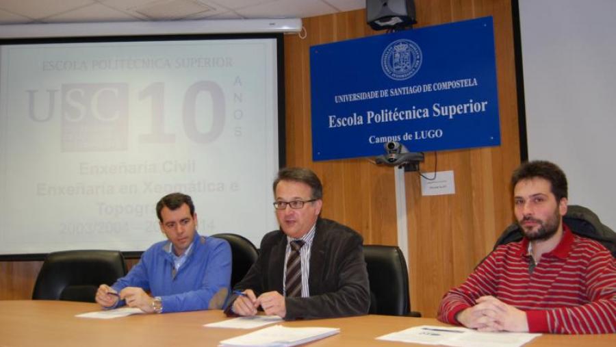 Jaime Rodríguez, Javier Bueno e Alberte Castro, na Escola Politécnica Superior de Lugo Jaime Rodríguez, Javier Bueno e Alberte Castro, na Escola Politécnica Superior de Lugo