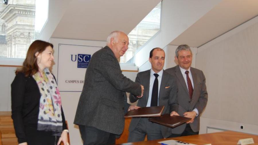 Barreiro, Casares, López e García Herradón, trala firma do convenio entre USC e CEL Barreiro, Casares, López e García Herradón, trala firma do convenio entre USC e CEL