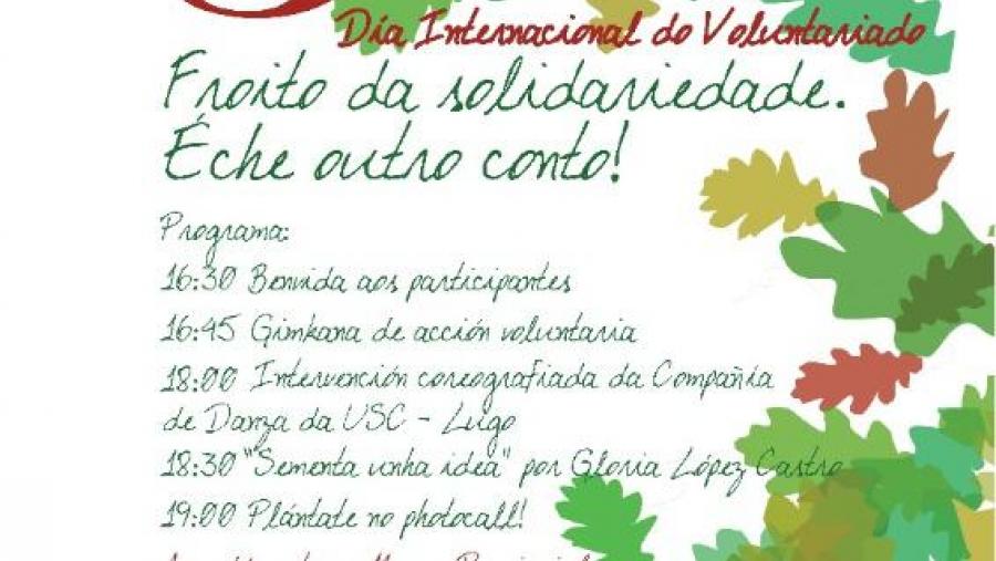Cartaz da xornada co gallo do Día Internacional do Voluntariado en Lugo Cartaz da xornada co gallo do Día Internacional do Voluntariado en Lugo