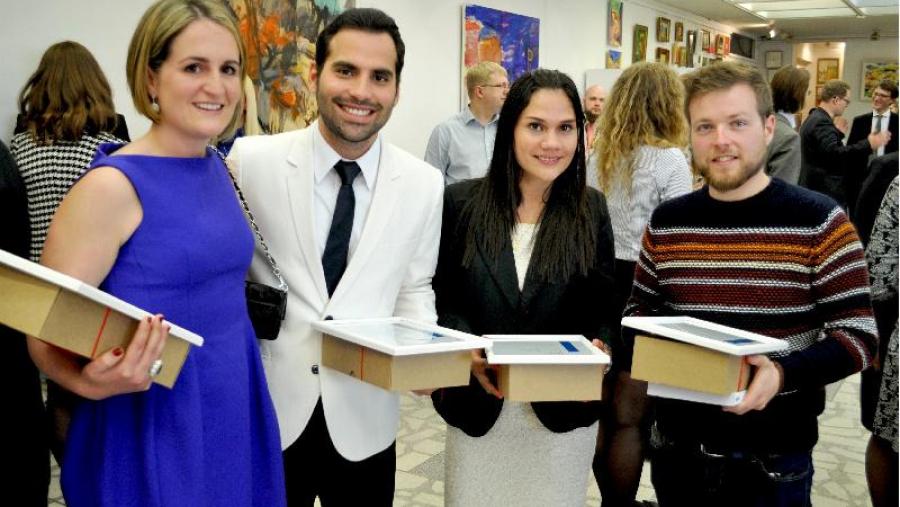 Gómez, Vélez, Vásquez e Casalderrey, cos diplomas do campionato, en Vilna Gómez, Vélez, Vásquez e Casalderrey, cos diplomas do campionato, en Vilna