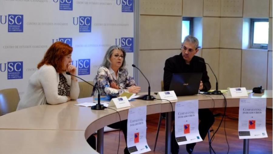 De esquerda a dereira, Elisa Fernández, Isabel Rodríguez-Moldes e César Domínguez. Foto: Servimav-USC De esquerda a dereira, Elisa Fernández, Isabel Rodríguez-Moldes e César Domínguez. Foto: Servimav-USC