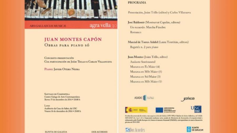 Recuperan o repertorio para piano do compositor Juan Montes, con concertos en Santiago e Lugo Recuperan o repertorio para piano do compositor Juan Montes, con concertos en Santiago e Lugo