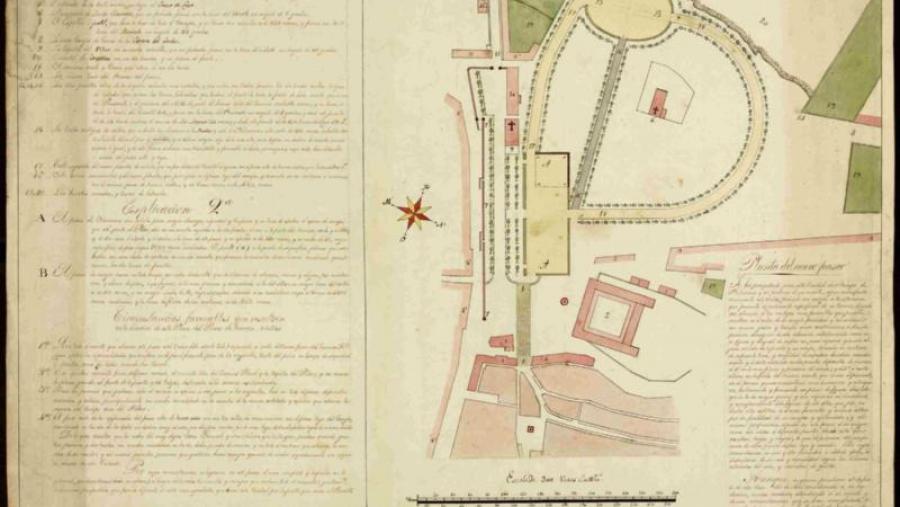 O 'Map 212'é o manuscrito orixinal en cor do proxecto de creación do que hoxe en día é o parque da Alameda de Santiago O 'Map 212'é o manuscrito orixinal en cor do proxecto de creación do que hoxe en día é o parque da Alameda de Santiago