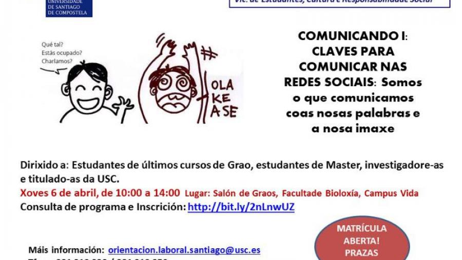 Claves para comunicar en redes sociais e para falar en público, novas xornadas gratuítas da Área de Orientación Laboral Claves para comunicar en redes sociais e para falar en público, novas xornadas gratuítas da Área de Orientación Laboral