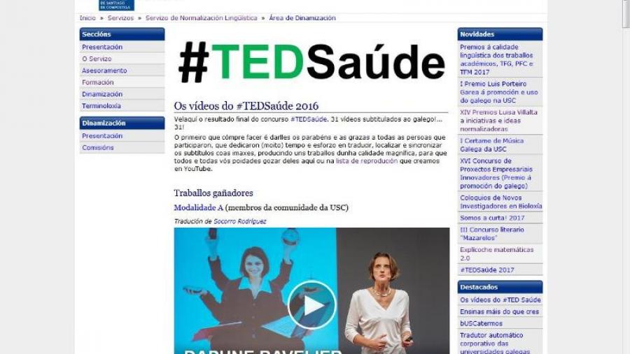 Silvia González Corredera e Susana Brandariz gañan a segunda edición do concurso de subtitulación ao galego #TED-Saúde Silvia González Corredera e Susana Brandariz gañan a segunda edición do concurso de subtitulación ao galego #TED-Saúde