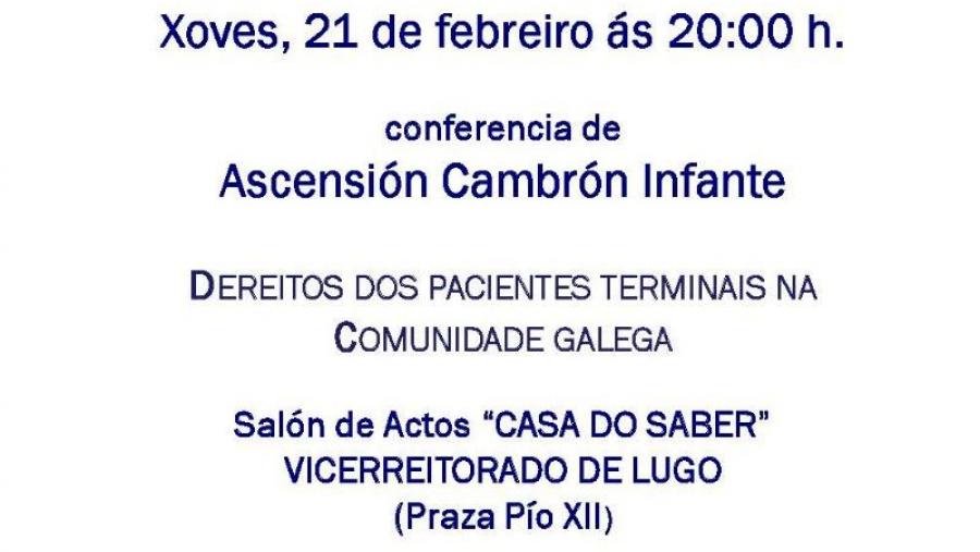 Cartaz do relatorio de Ascensión Cambrón, organizado pola Asociación IV Ciclo da USC de Lugo Cartaz do relatorio de Ascensión Cambrón, organizado pola Asociación IV Ciclo da USC de Lugo