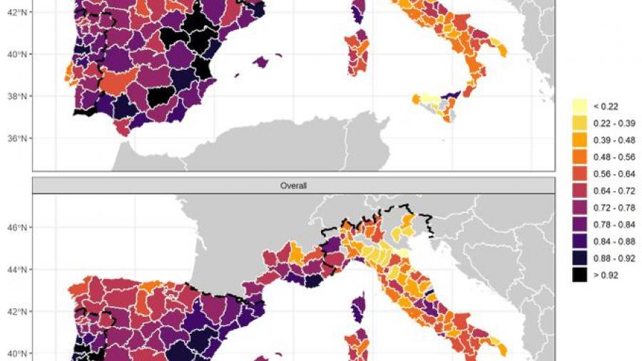 Mapa coa concentración de superficie queimada Mapa coa concentración de superficie queimada