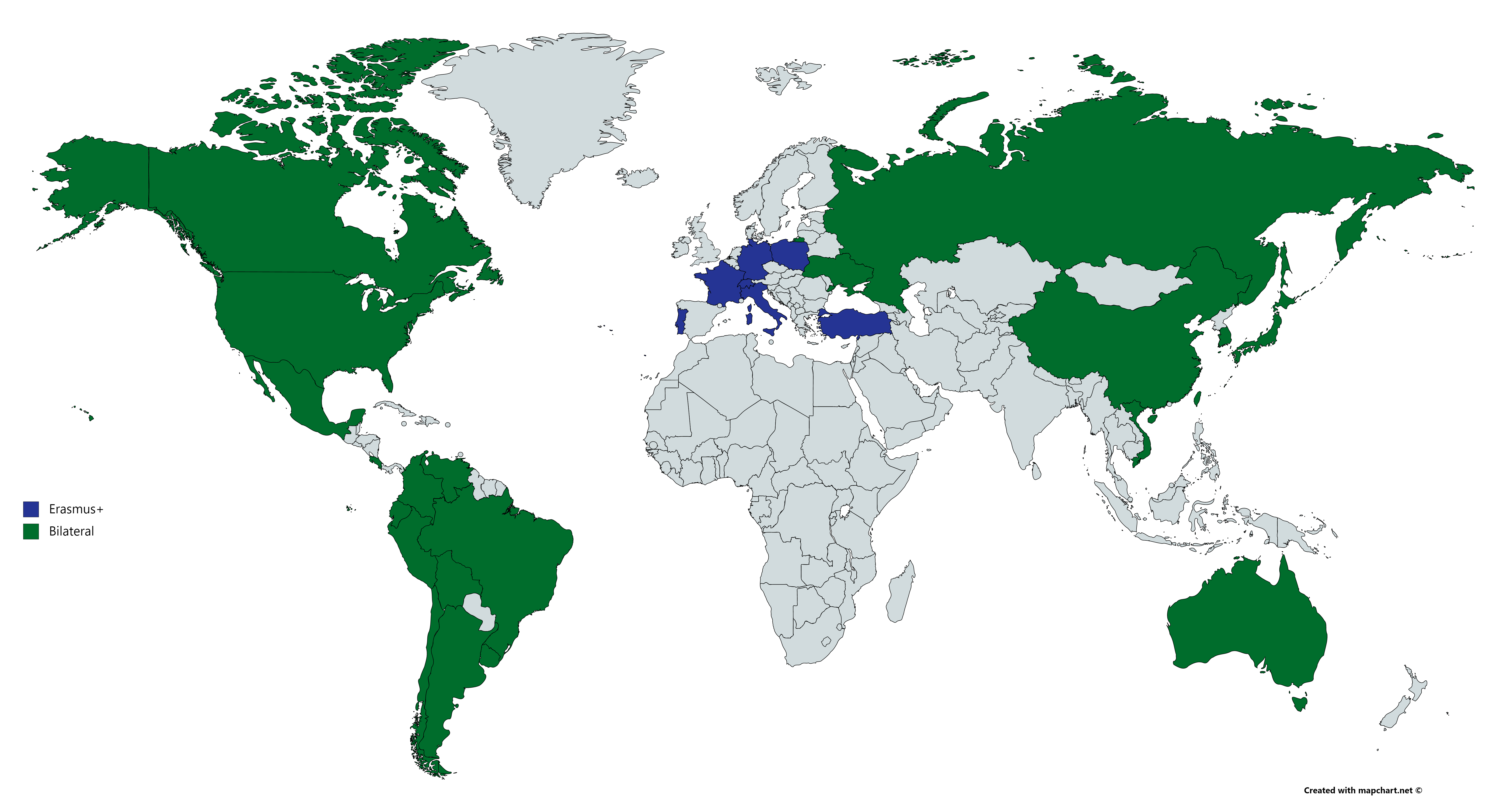 Destinos Erasmus e Bilateral