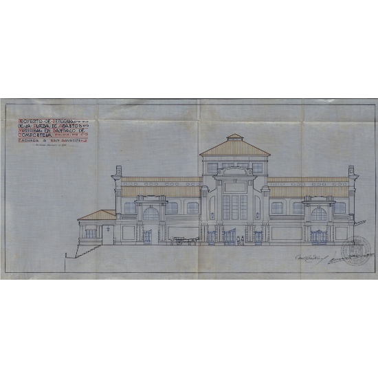 Proxecto de reforma da Praza de Abastos. Fachada a Santo Agustiño (1927)