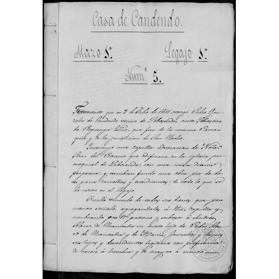 Casa de Candendo. Testamento de Pedro González de Candendo (1611).