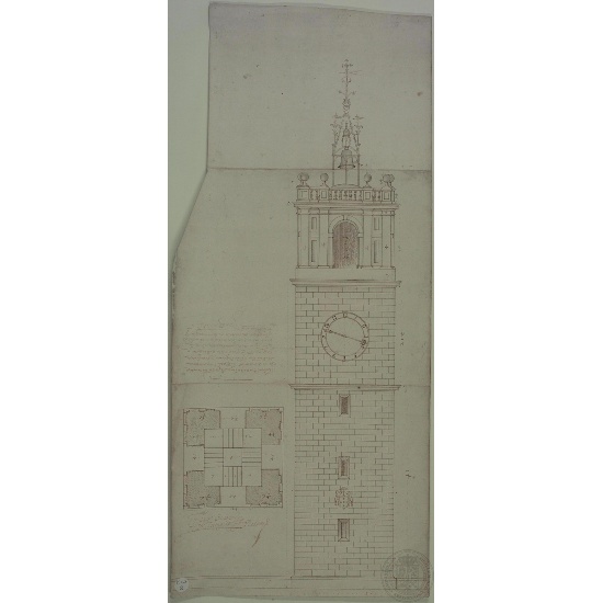 Fondo Universitario. Proxecto da torre do Colexio de Fonseca de Mateo López (1598).