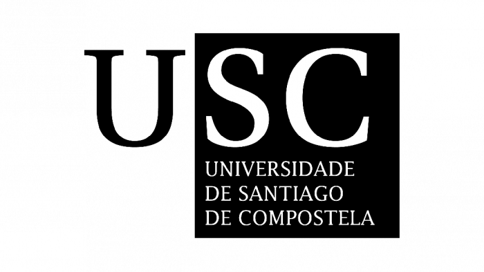 Logotipo da USC na súa versión en branco e negro