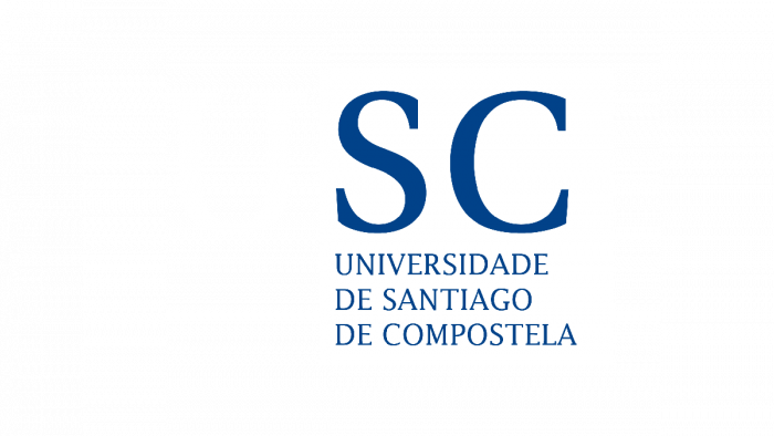 Logotipo da USC en negativo sobre fondo azul escuro