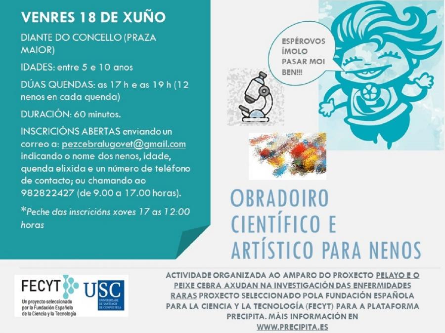 Cartaz dos obradoiros científicos con peixe cebra