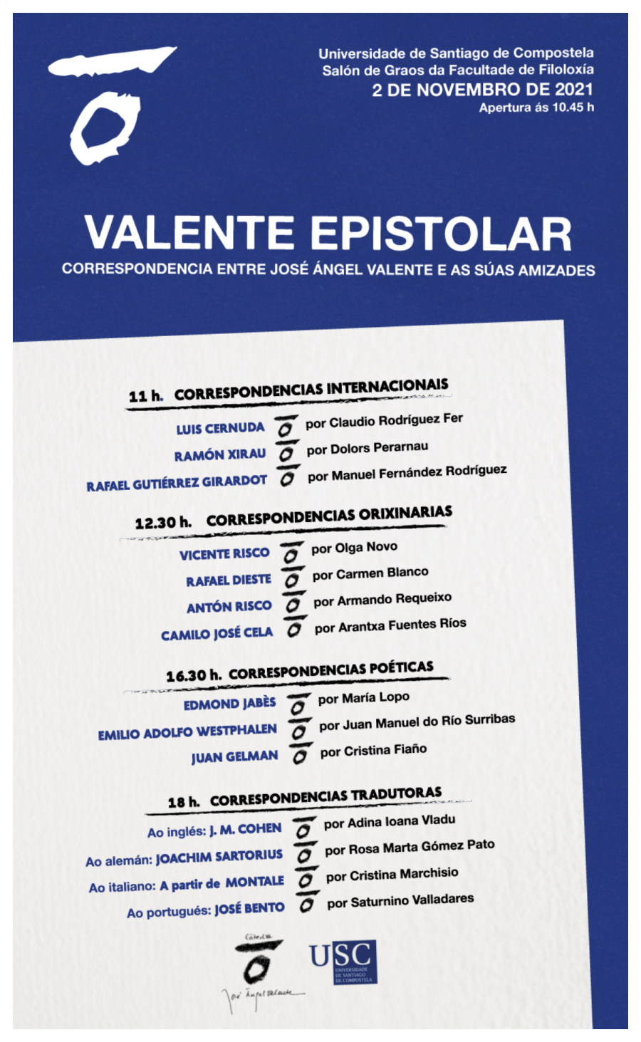 Programa do encontro 'Valente epistolar' 