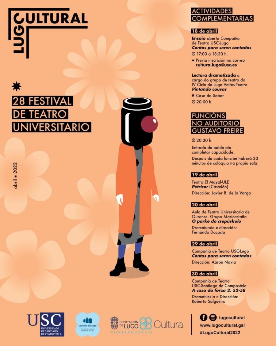 Cartaz coa programación do XXVIII Festival de Teatro Universitario
