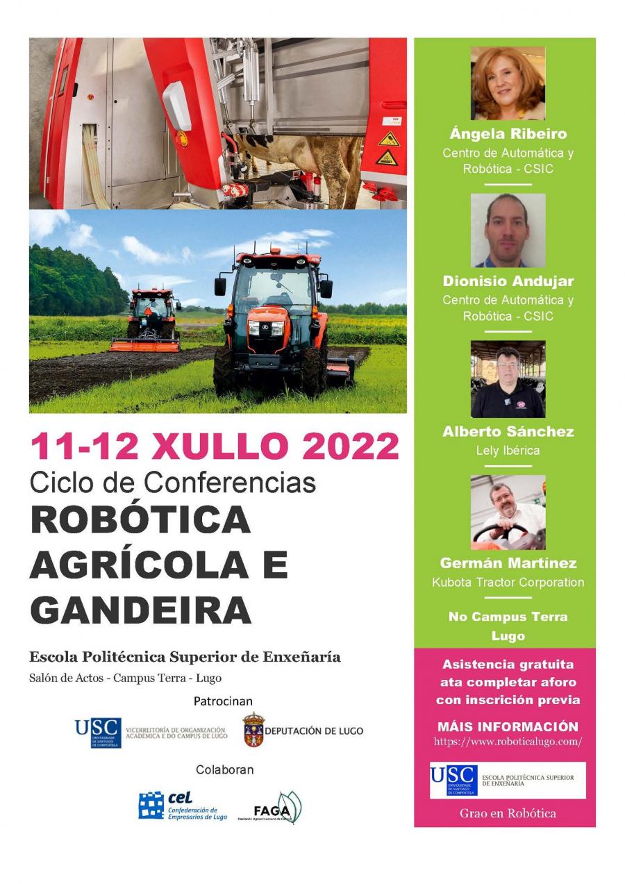 Cartaz das xornadas sobre robótica agrícola e gandeira