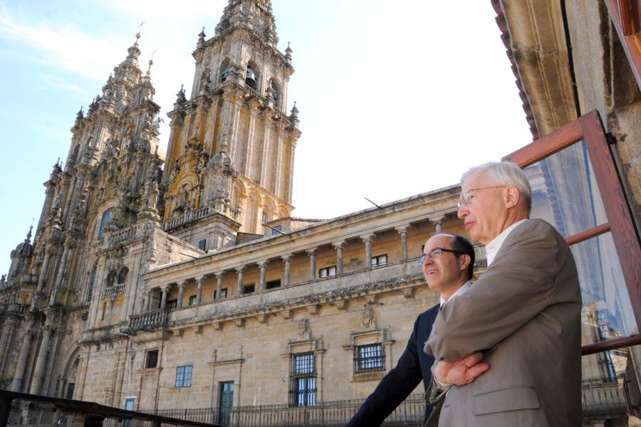 Jean-Marie Lehn co Reitor, Senén Barro, no Colexio de San Xerome