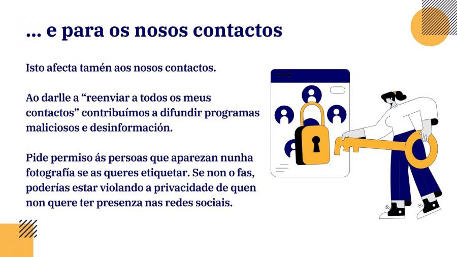 Pensa tamén na privacidade dos teus contactos