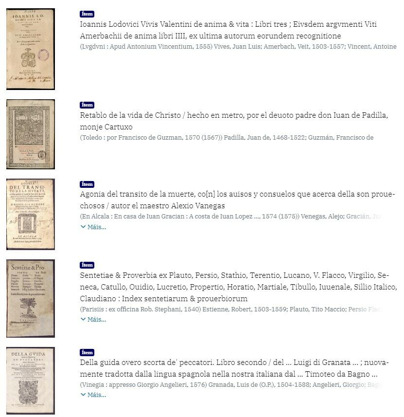 As buscas devolven miniaturas dos documentos