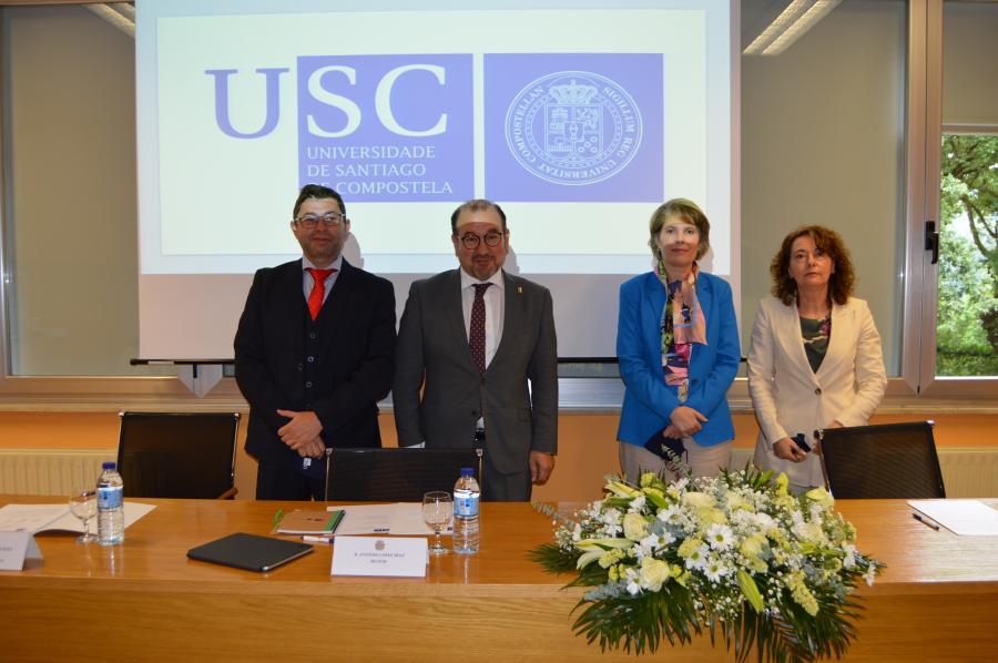 Fraga, López, Luzardo e García, na toma de posesión da decana da Facultade de Ciencias