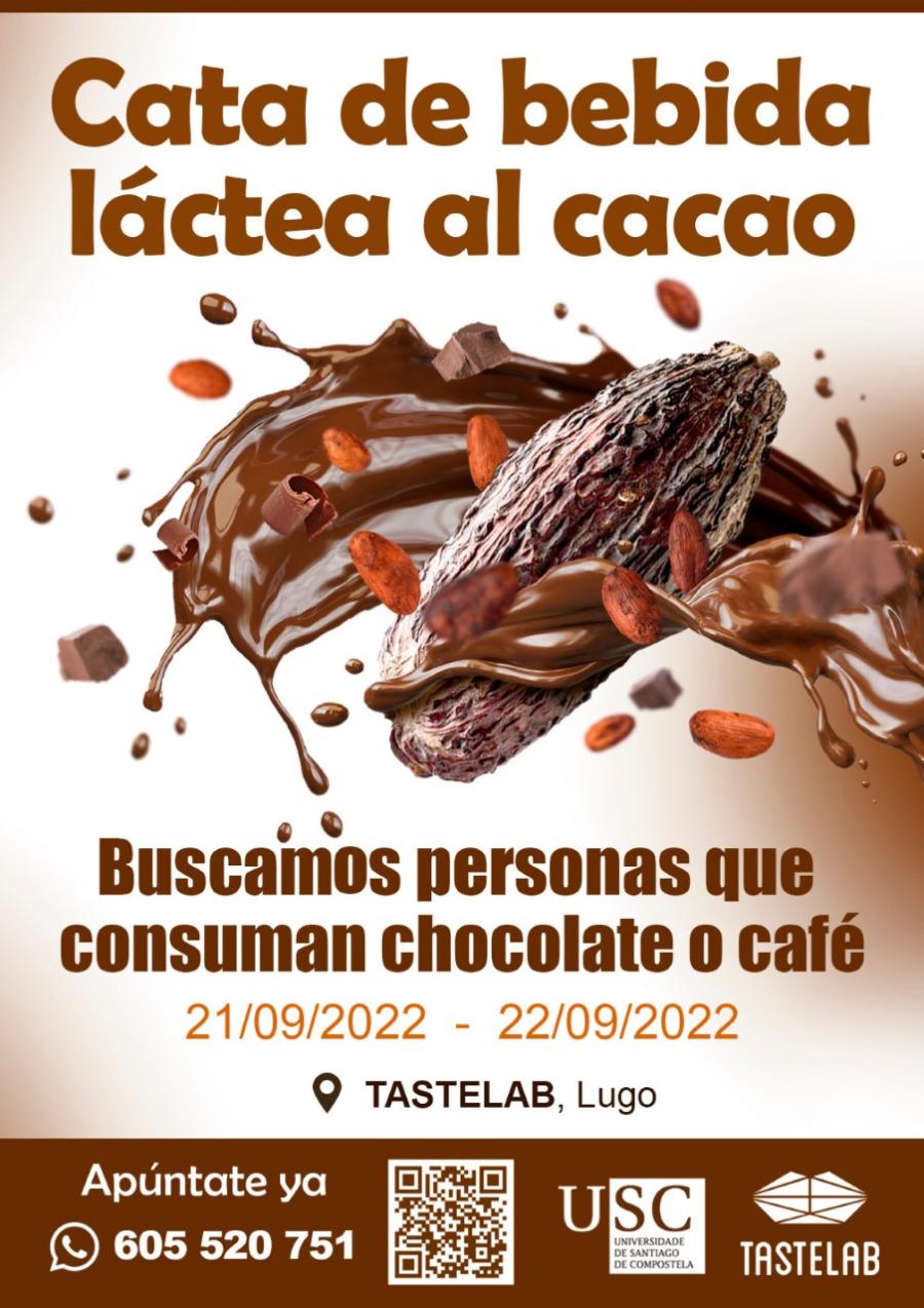 Cartaz da convocatoria da cata de bebidas lácteas ao cacao